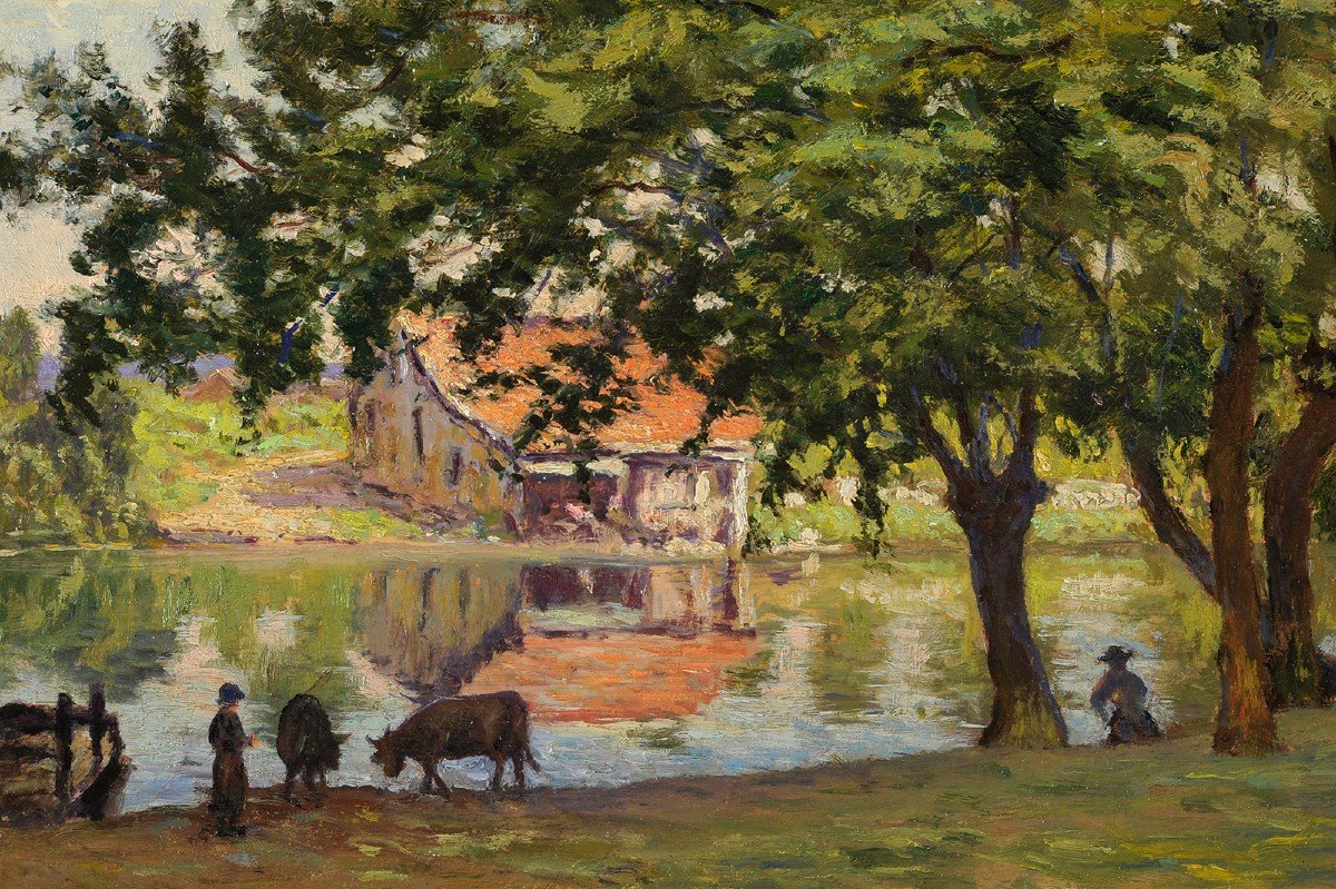 Jean-georges Pasquet (1851-1936) The Ferry At Campniac - Périgueux Dordogne-photo-3