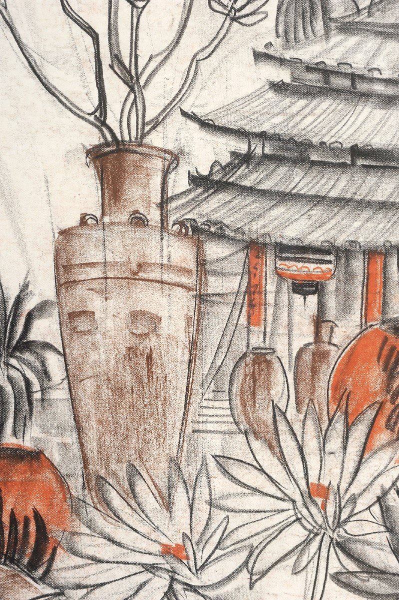 André Maire (1898-1984) Landscape With Pagodas In Vietnam-photo-3