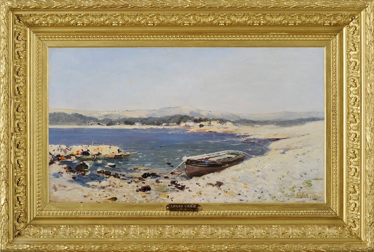 Louis Cabié (1853-1939) Seaside Near Toulon Var Boat