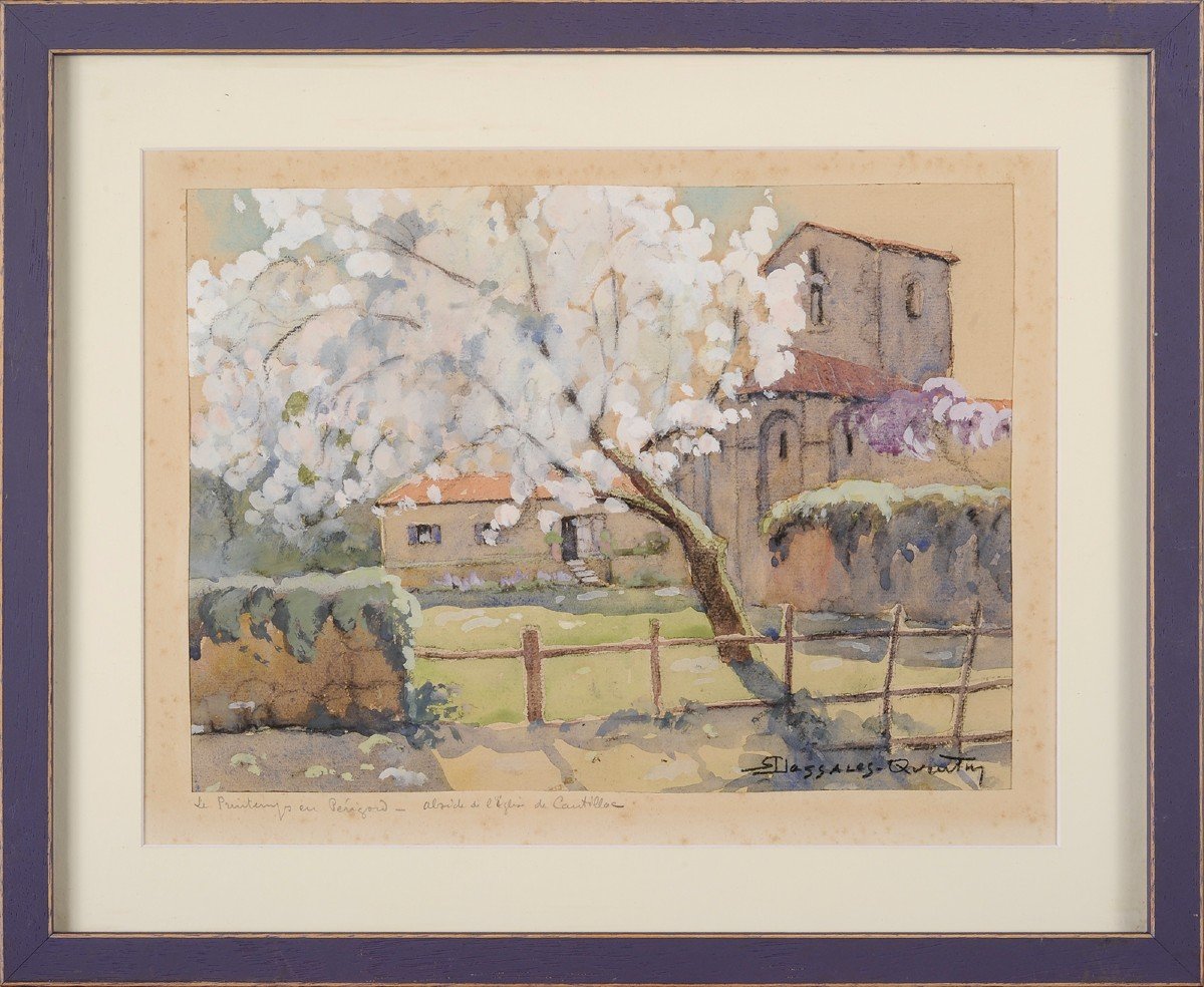 Robert Dessales-Quentin (1885-1958) L'église de Cantillac Dordogne Périgord-photo-2