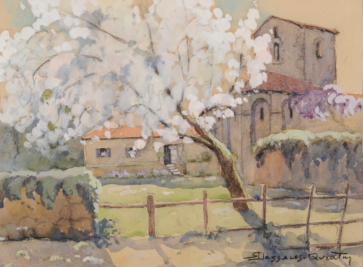 Robert Dessales-quentin (1885-1958) The Church Of Cantillac Dordogne Périgord