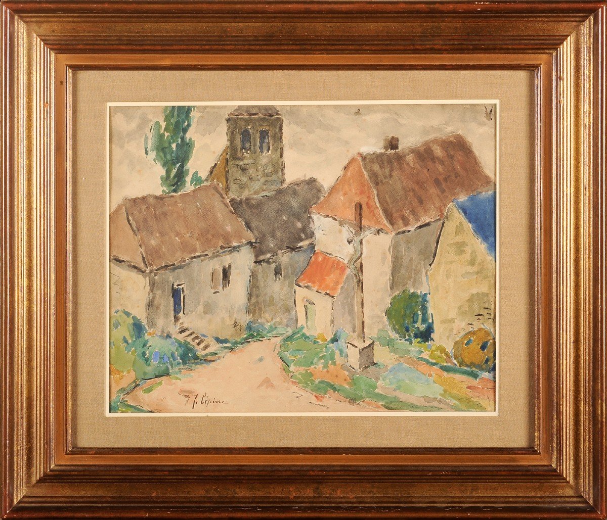 Joseph Lépine (1867-1943) Village de basse Corrèze-photo-2