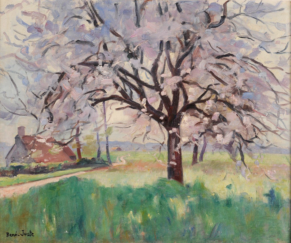 René Juste (1868-1954) Cherry Tree In Blossom-photo-2