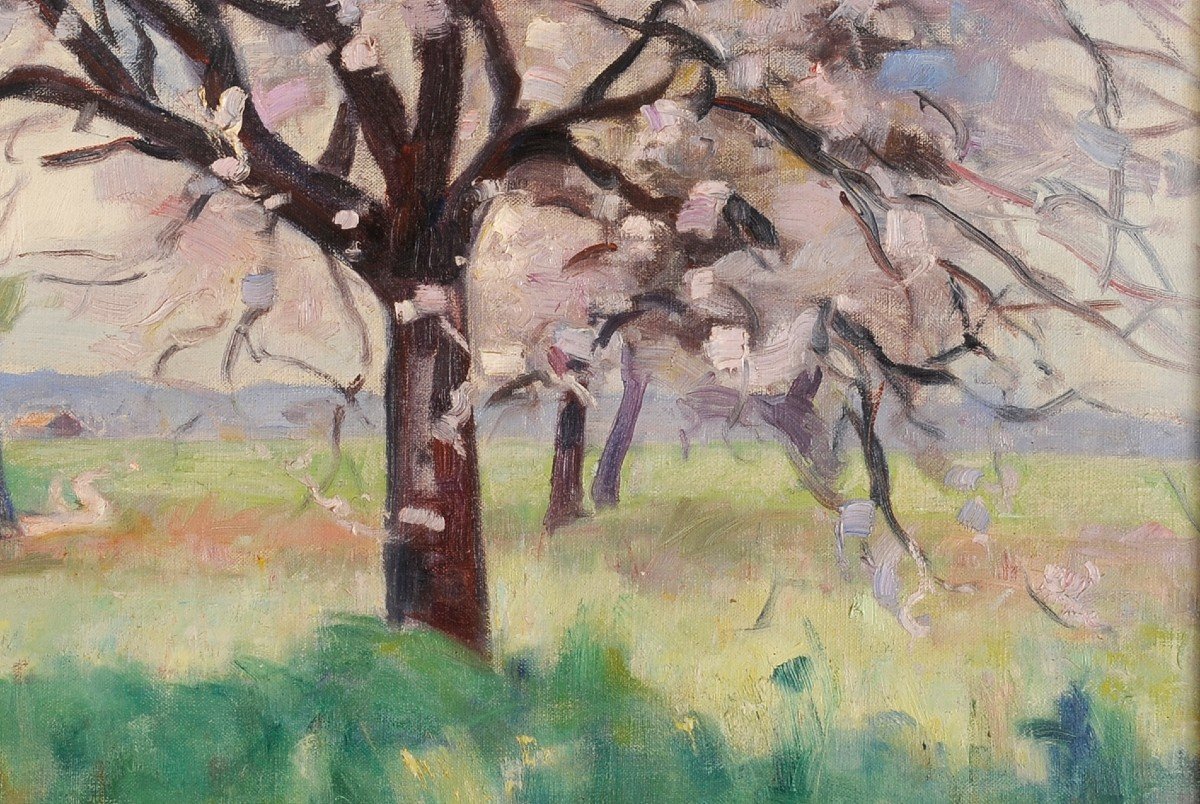 René Juste (1868-1954) Cherry Tree In Blossom-photo-1