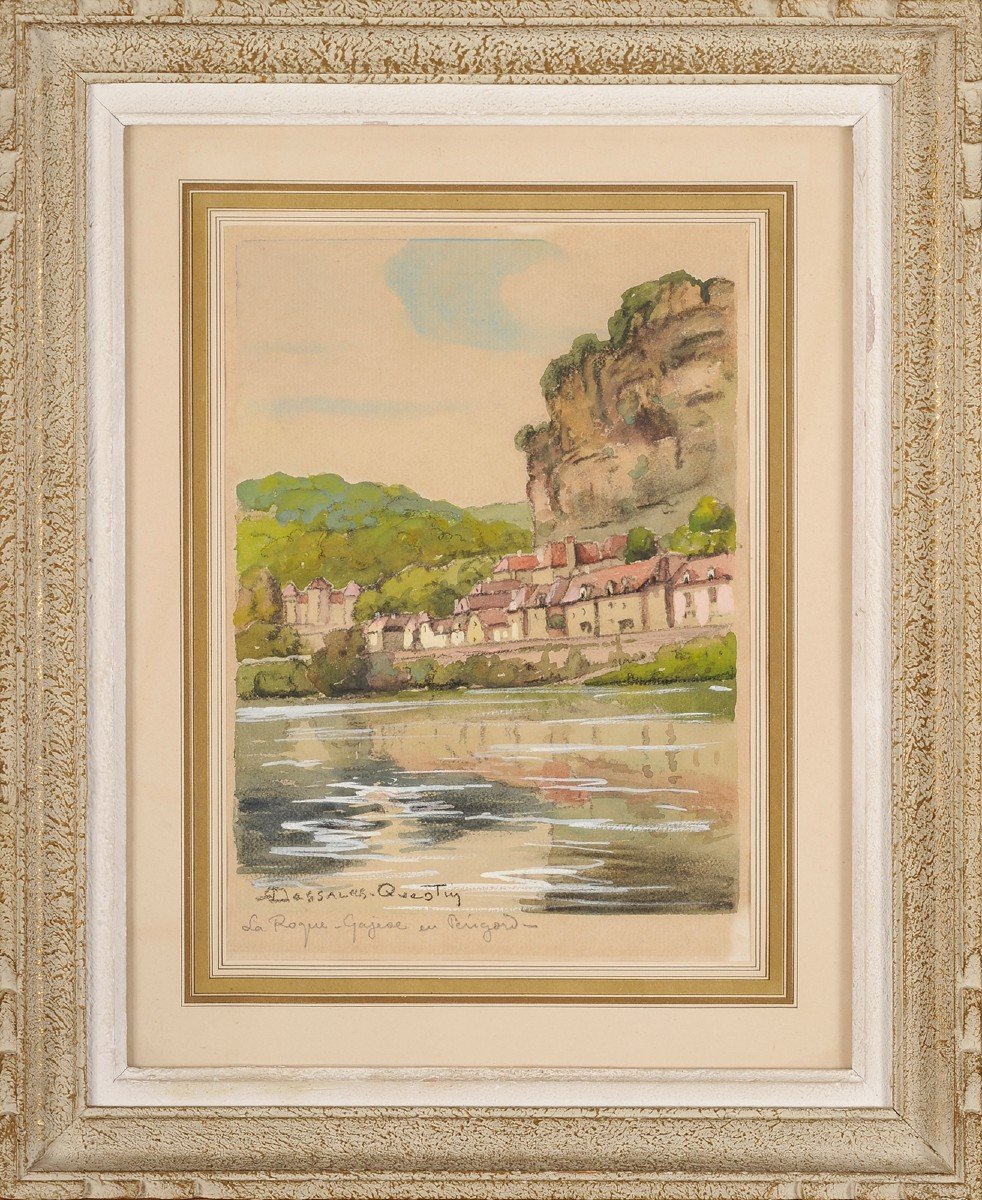 Robert Dessales-quentin (1885-1958) La Roque Gageac And The Dordogne Périgord-photo-2