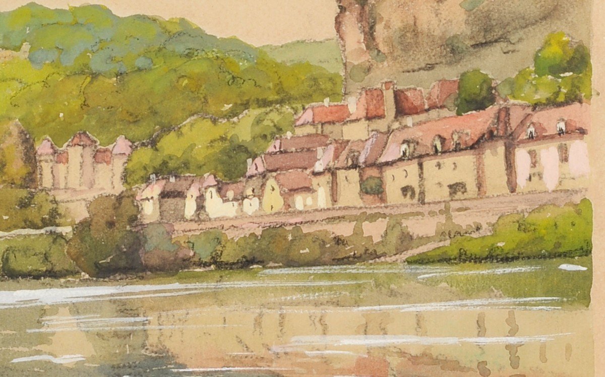 Robert Dessales-quentin (1885-1958) La Roque Gageac And The Dordogne Périgord-photo-3