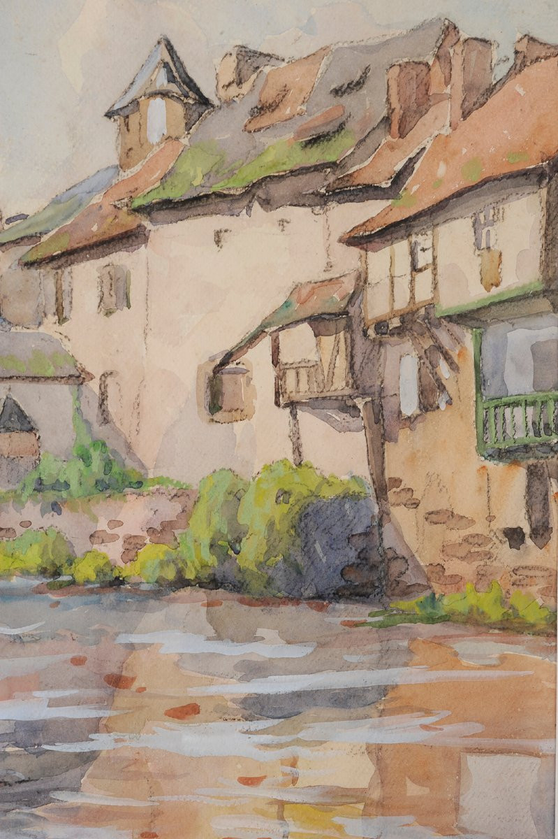 Robert Dessales-Quentin (1885-1958) L'Auvézère à Ségur le Château Corrèze-photo-3