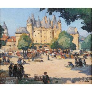 Gaston Balande (1880-1971) Marché à Jumilac Dordogne Périgord