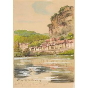 Robert Dessales-Quentin (1885-1958) La Roque Gageac et la Dordogne Périgord