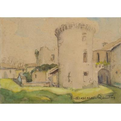 Robert Dessales-quentin (1885-1958) Le Château Des Bernardières, In Champeaux Périgord Dordogne Mareuil