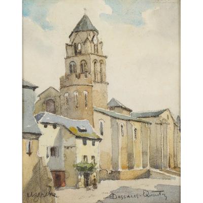 Robert Dessales-quentin (1885-1958) Abbey Of Saint Pierre d'Uzerche Corrèze