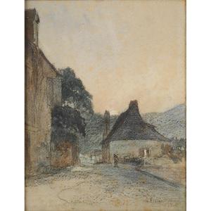 Louis Cabié (1853-1939) La rue du Moulin aux Eyzies Sarlat Périgord Dordogne