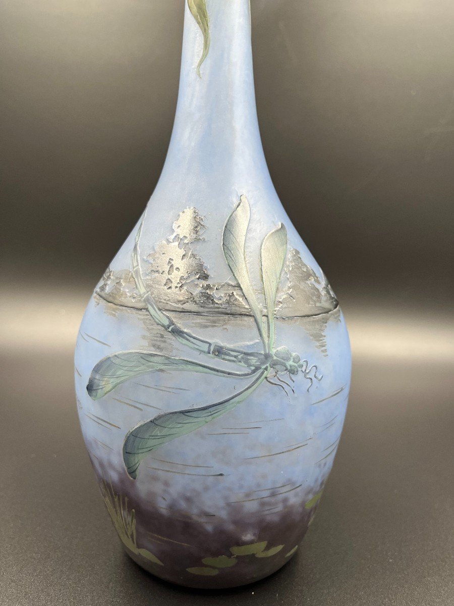 Muller Frères Lunéville Vase With Dragonfly -photo-4