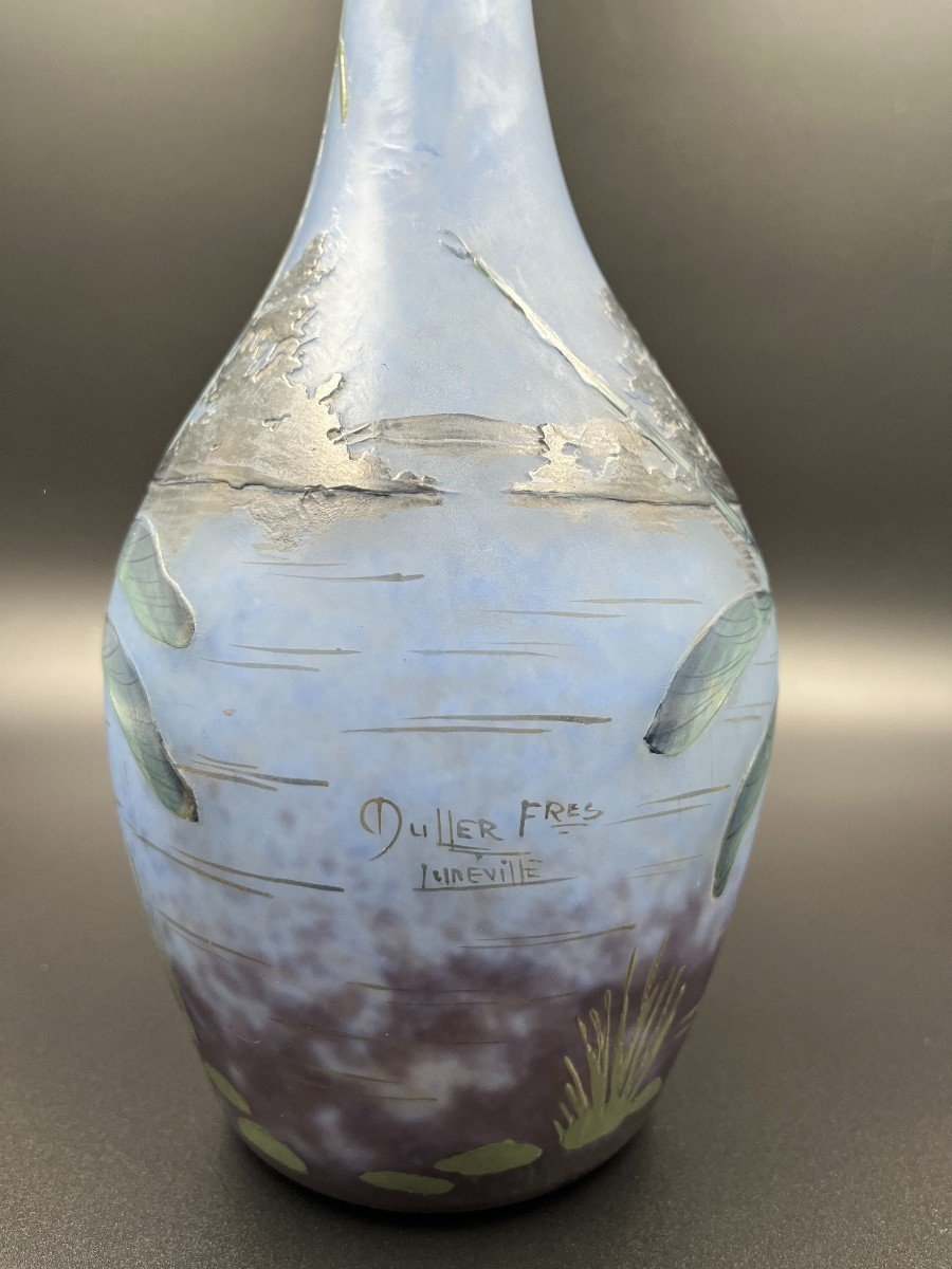 Muller Frères Lunéville Vase With Dragonfly -photo-1