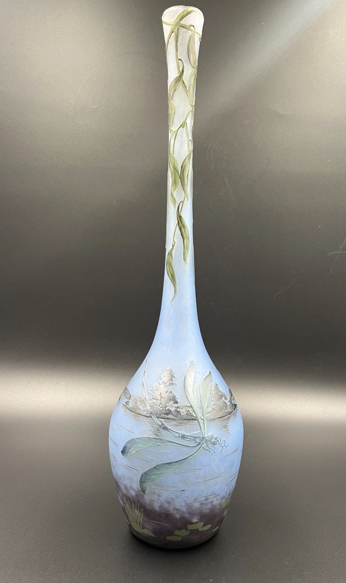 Muller Frères Lunéville Vase With Dragonfly 