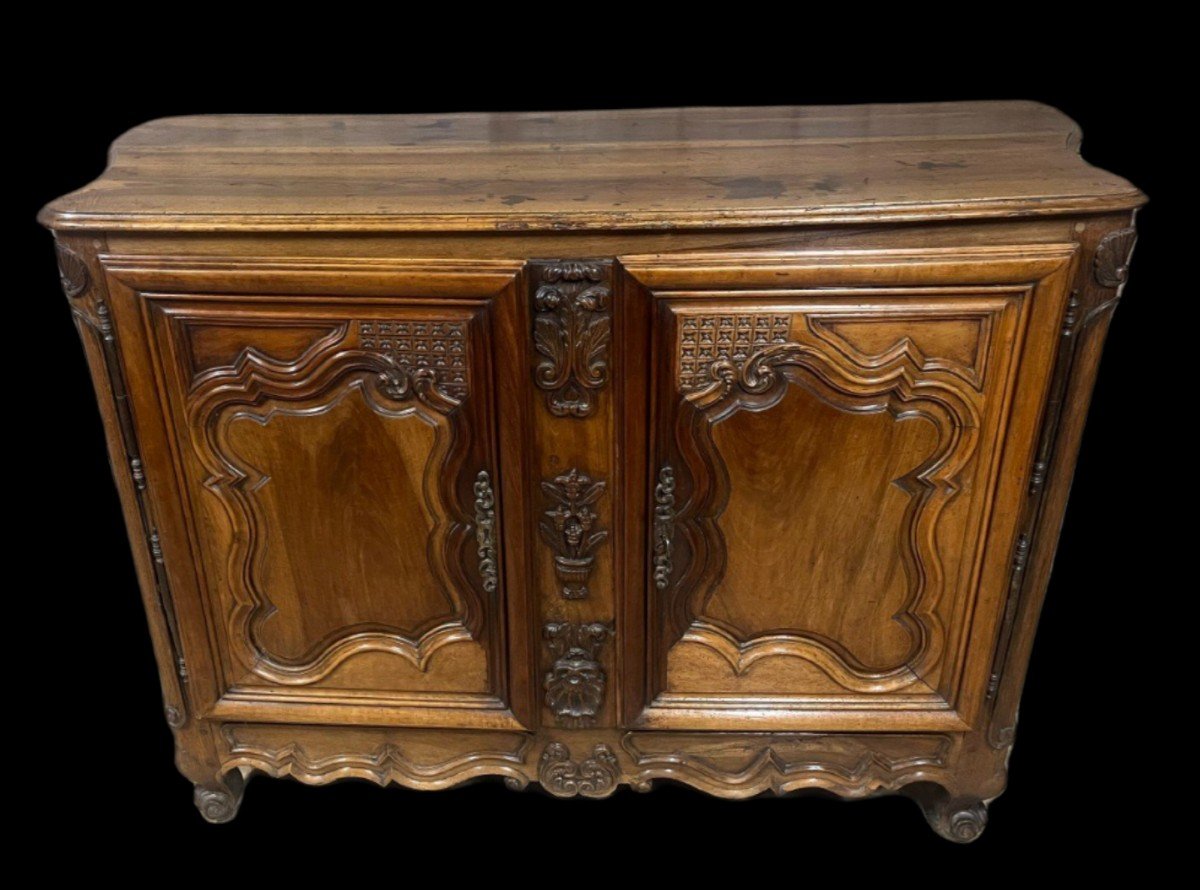 18th Century Louis XV Sideboard With Curved Sides In Walnut-photo-2