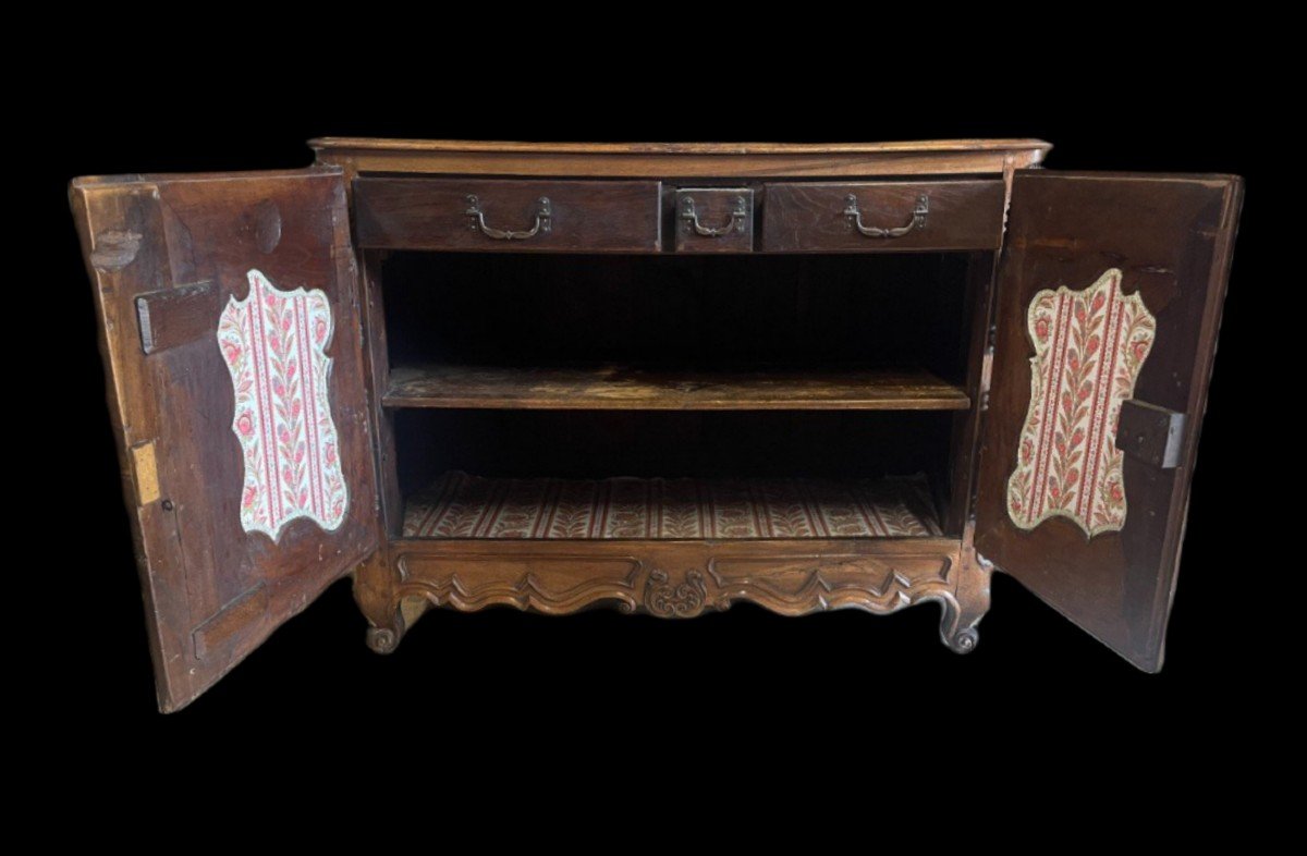 18th Century Louis XV Sideboard With Curved Sides In Walnut-photo-2