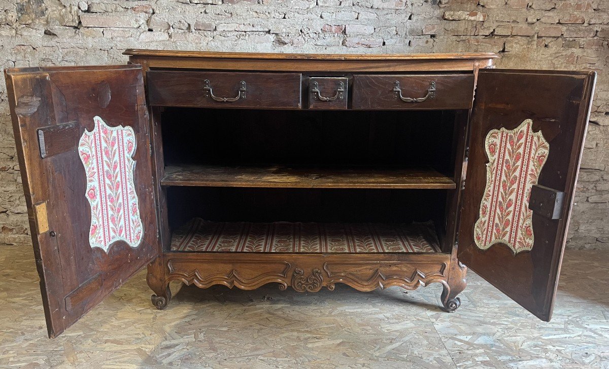 18th Century Louis XV Sideboard With Curved Sides In Walnut-photo-2