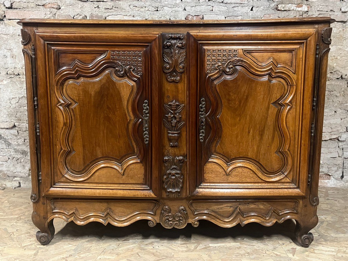 18th Century Louis XV Sideboard With Curved Sides In Walnut-photo-4