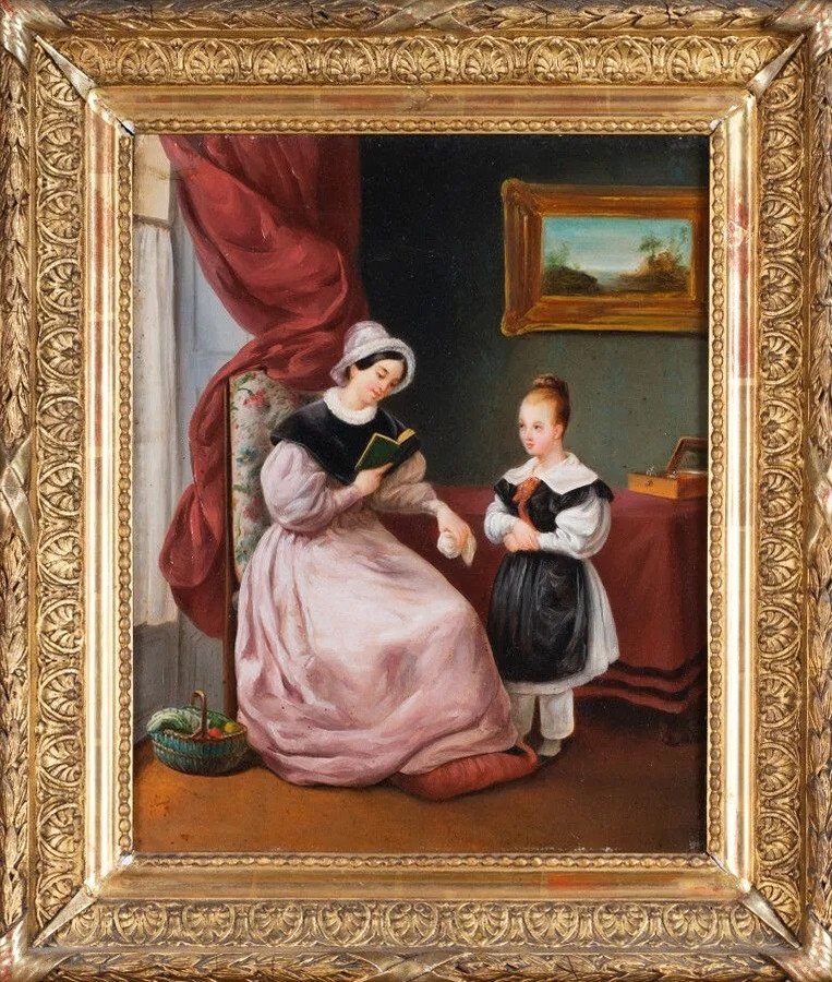 19th Century Genre Scene Painting-photo-2