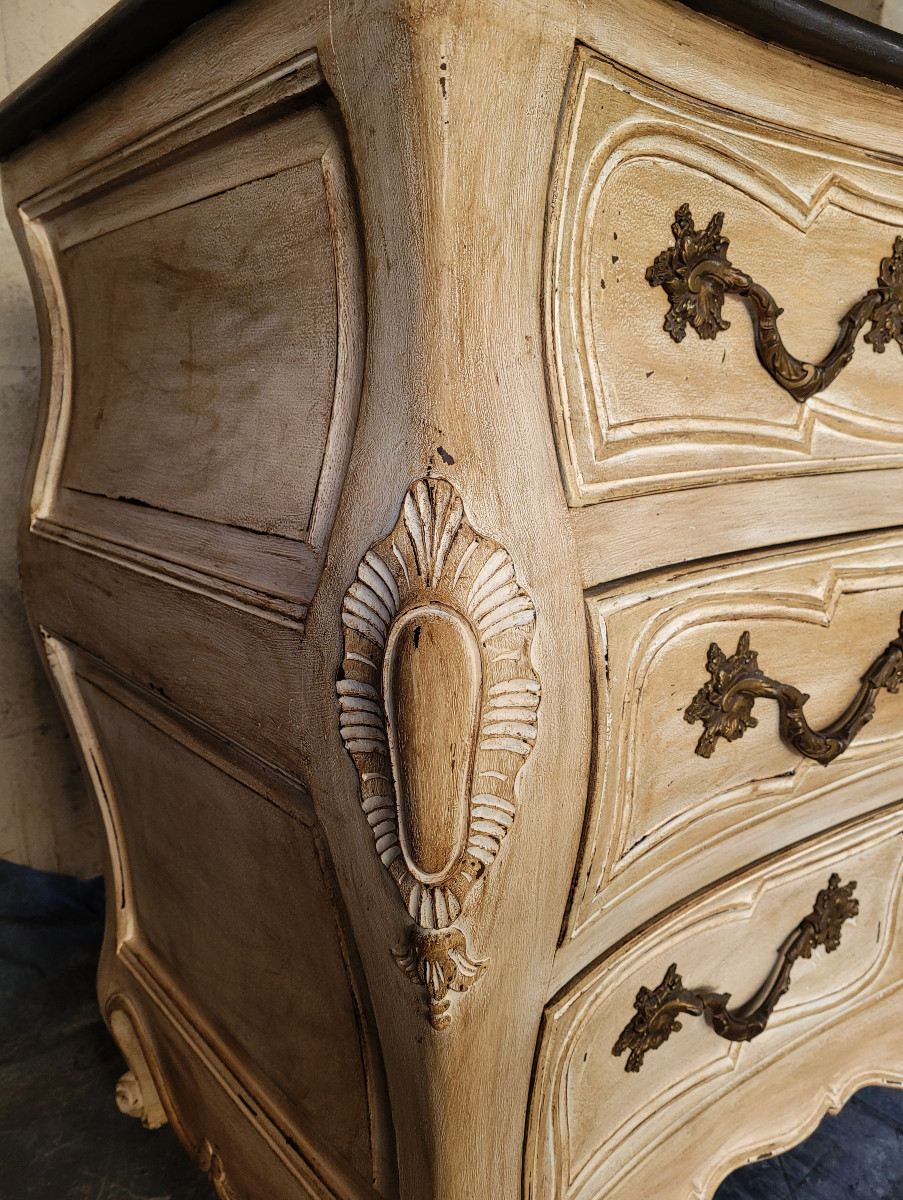 Commode tombeau peinte de style Louis XV-photo-4