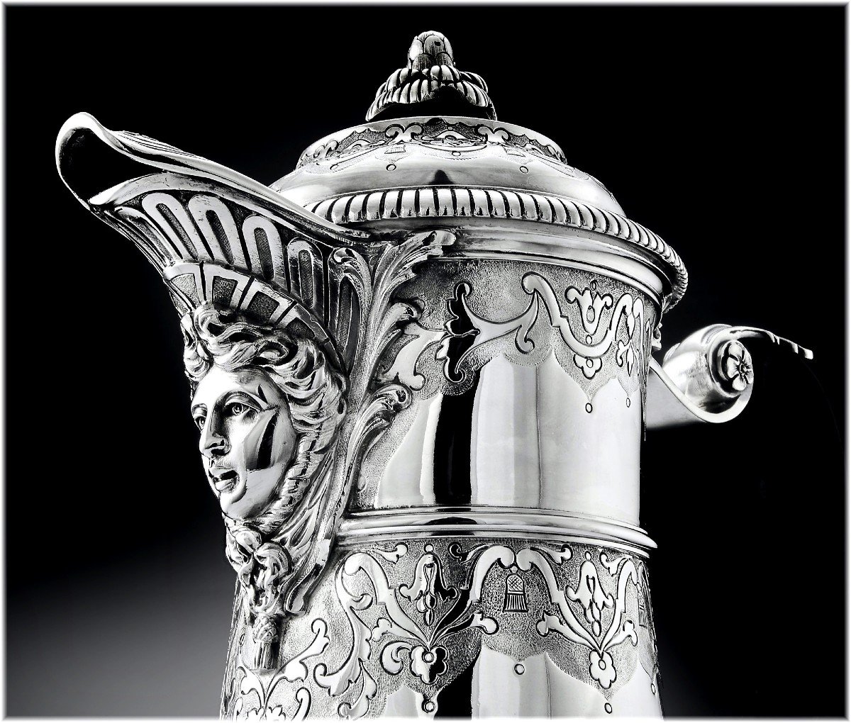 CARDEILHAC : Grande Verseuse / Cafeti&egrave;re en Argent Massif style Louis XIV / R&eacute;gence MASCARON-photo-2