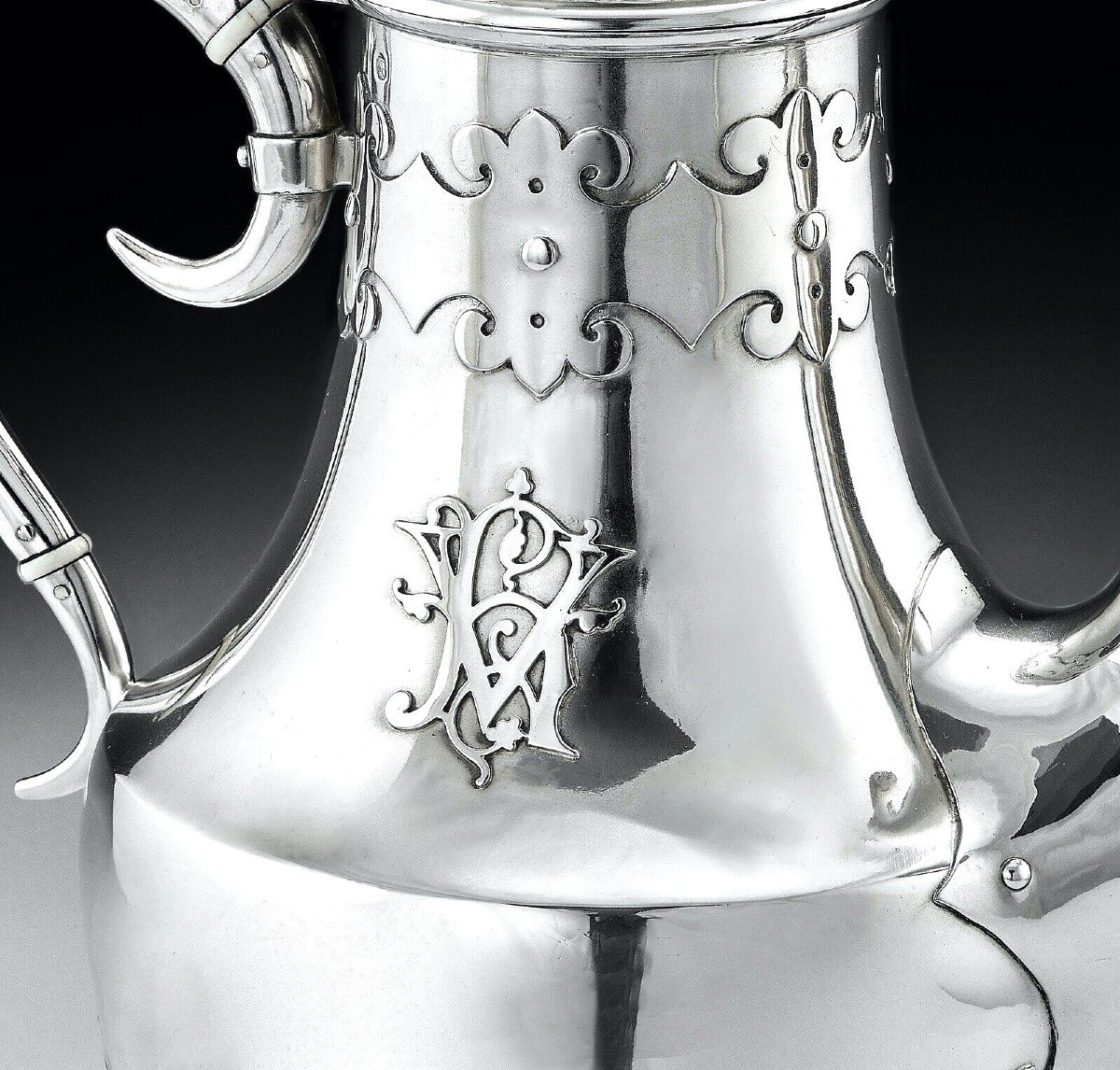 Cardeilhac : Antique Renaissance Style French Sterling Silver & Vermeil Tea - Coffee Set-photo-3