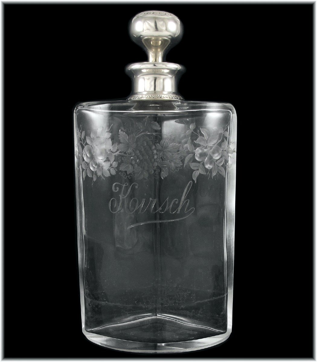 Jules Marie : Antique Louis XVI Style Liqueur / Alcohol Caddy In Sterling Silver, Vermeil & Crystal-photo-4