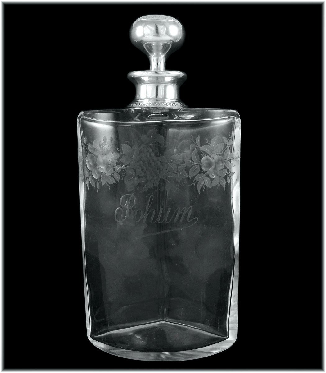 Jules Marie : Antique Louis XVI Style Liqueur / Alcohol Caddy In Sterling Silver, Vermeil & Crystal-photo-1