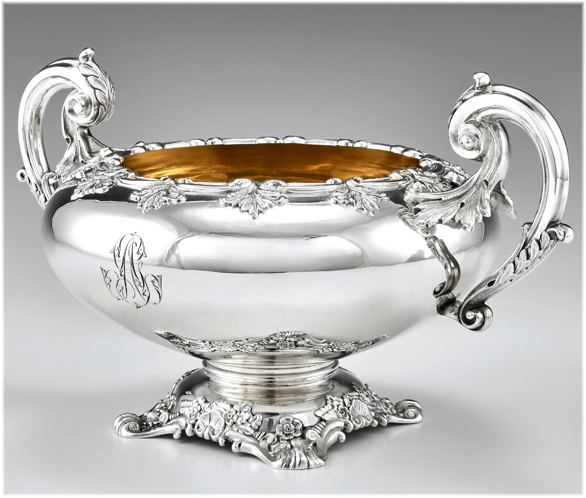 Charles Nicolas Odiot : Antique Louis-philippe Era Sterling Silver & Vermeil Tea Set - Original Chest-photo-4