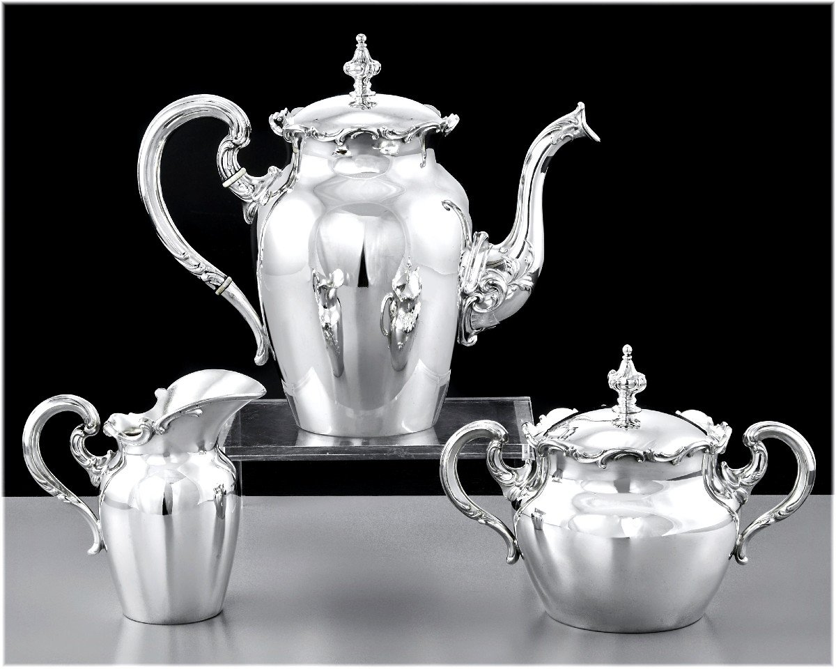 Bruckmann & söhne : Art Nouveau  Solid Silver & Vermeil Coffee Set - Flowers, Butterflies, Bumblebees-photo-8