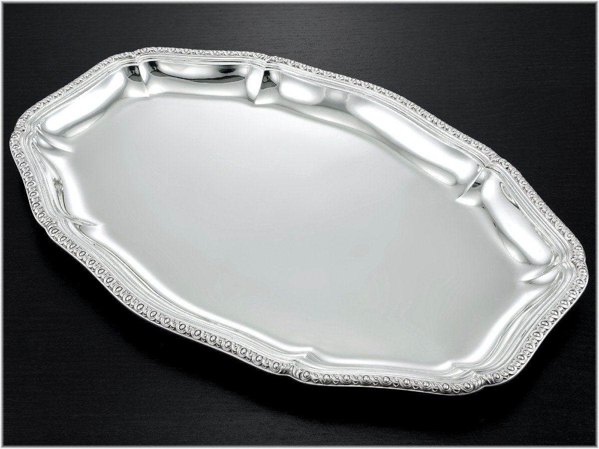 Puiforcat: Large Dish / Oval Tray In Sterling Silver St Louis XVI - 45.2 Cm-photo-2