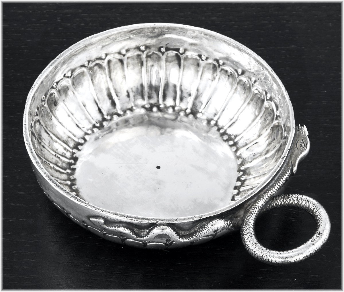 Pierre Guerinot: Rare18th Century French Solid Silver Wine Taster Langres 1762-64-photo-3