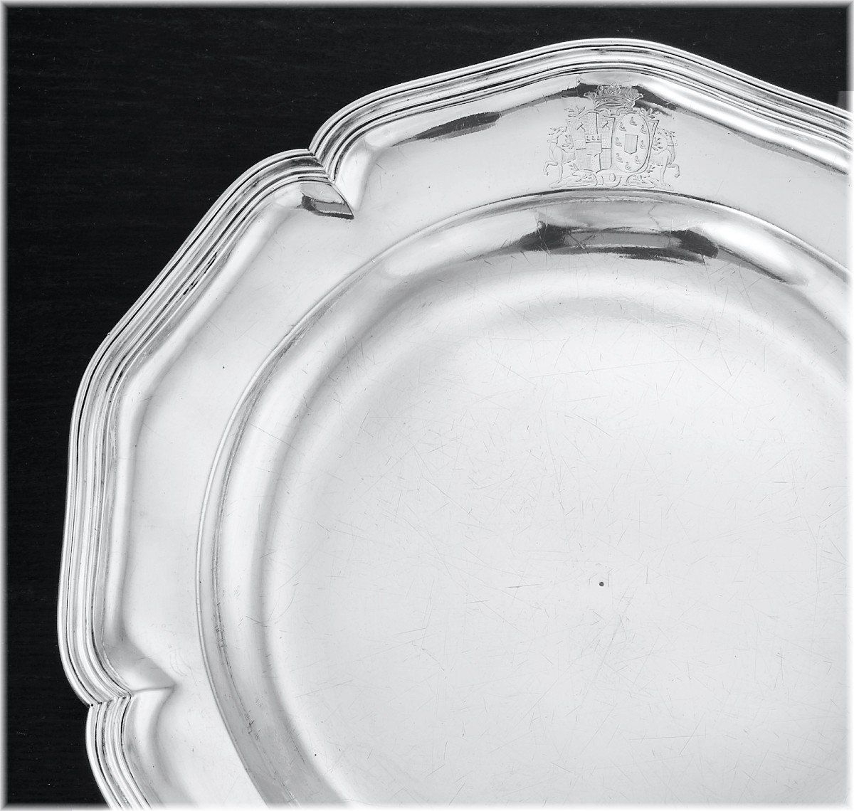 Louis Pierrequin : Rare 18th Century French Sterling Silver Platter Arras 1781-82 Coat Of Arms-photo-4