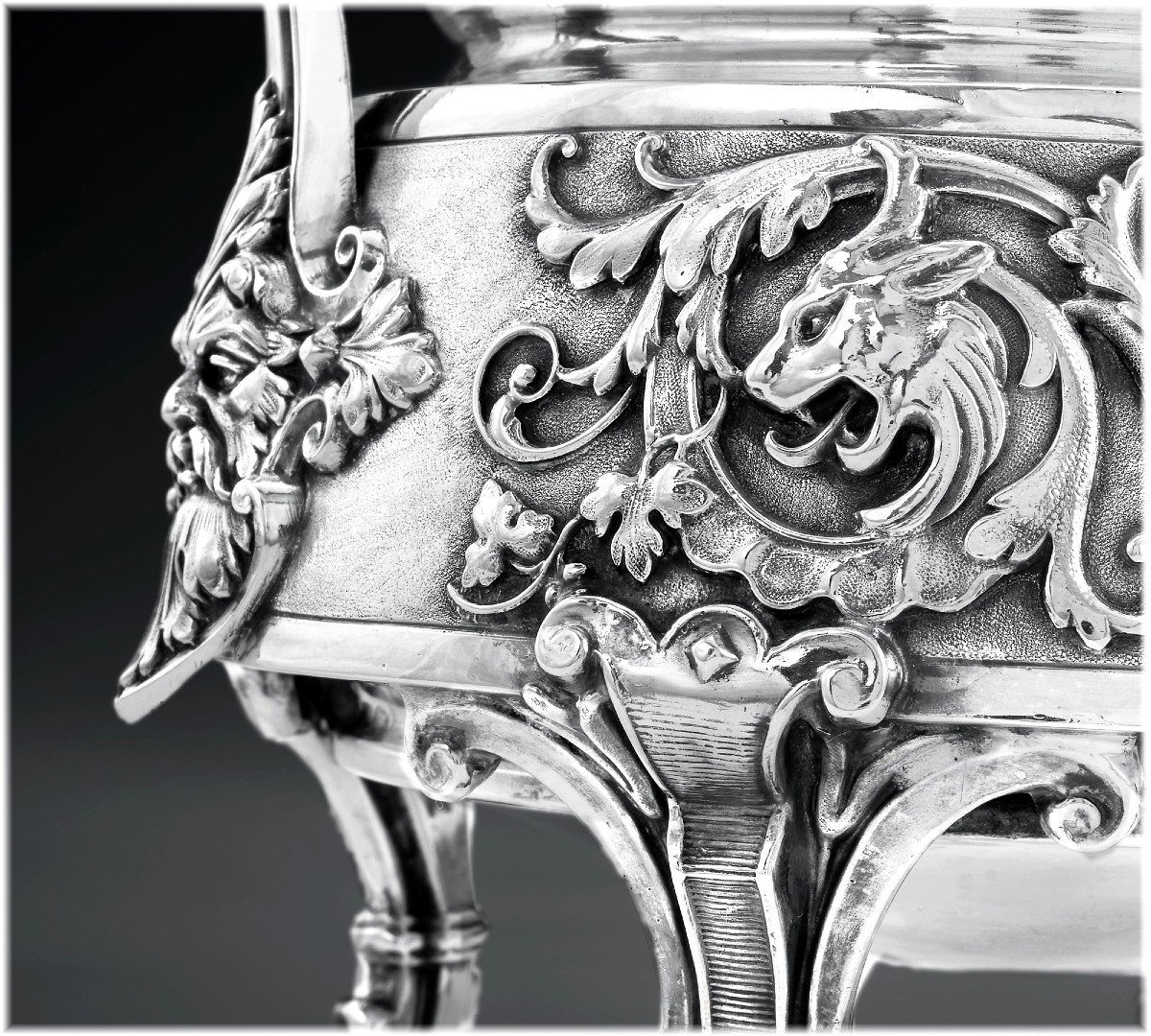 Doutre Roussel : Renaissance Style Sterling Silver Teapot - Griffons, Mascarons-photo-2