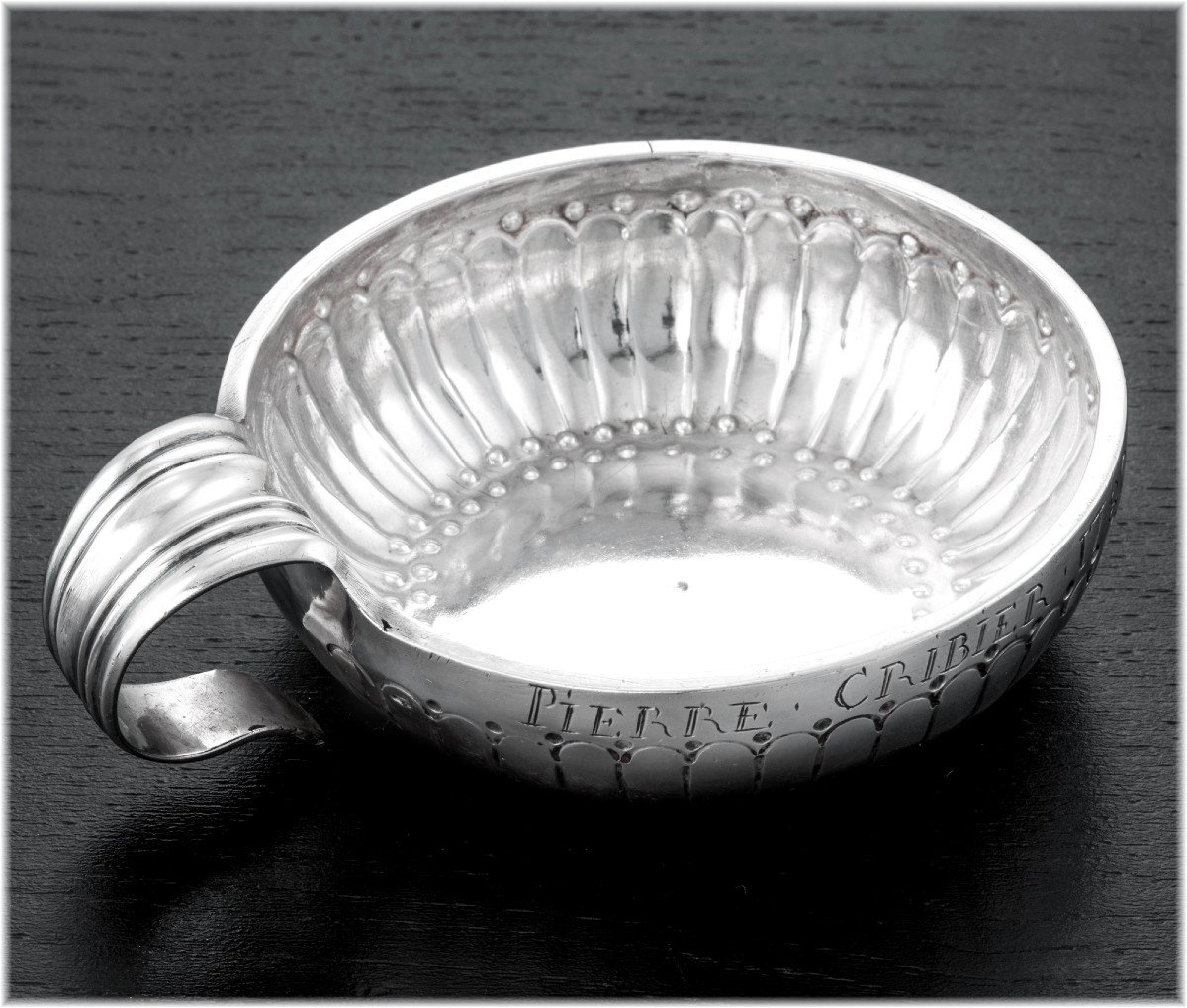 Jean-françois Bechard : Rare 18th Century French Solid Silver Wine Taster- Orleans 1774-photo-4