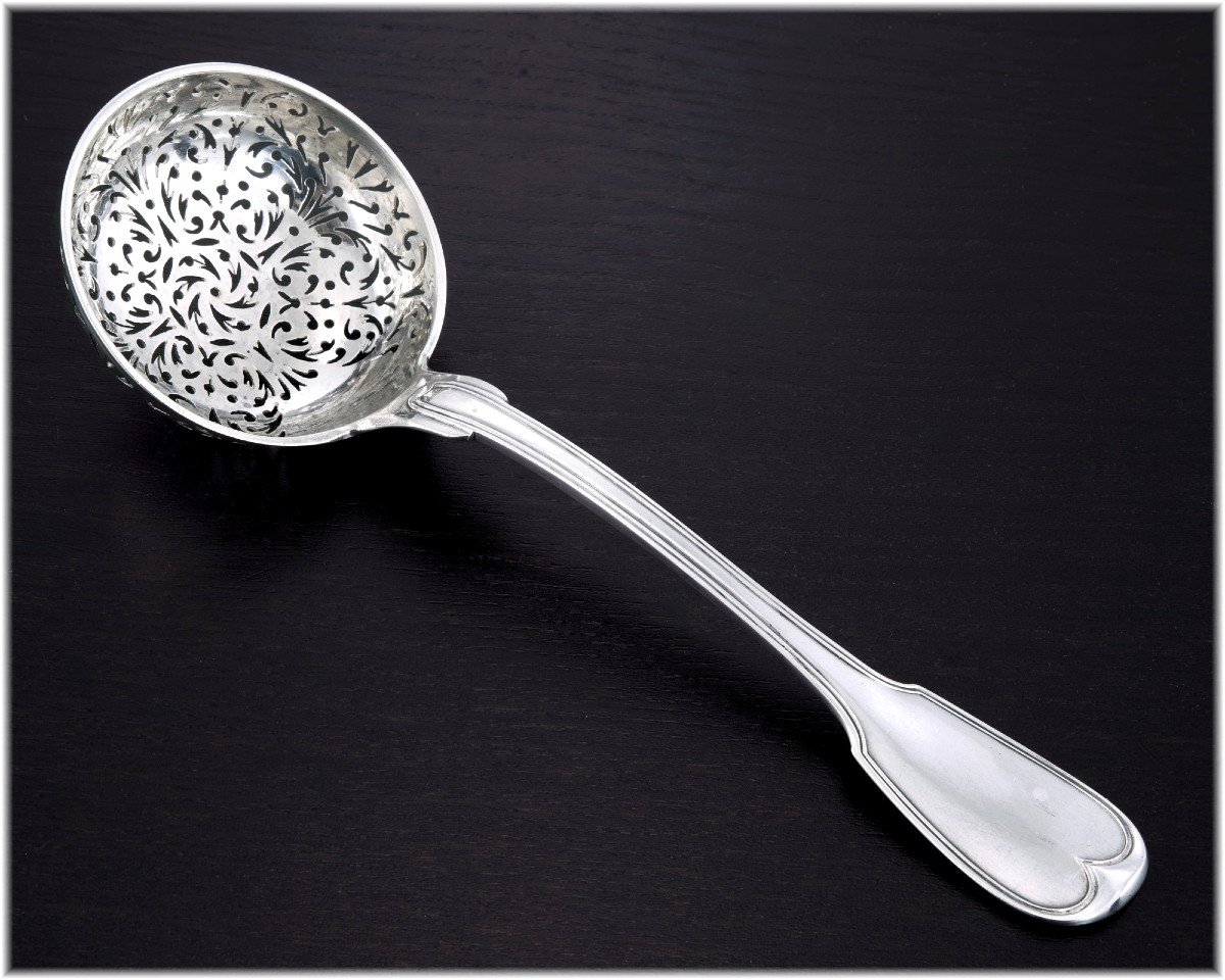 J L Allen : Rare 18th Century Solid Silver Sugar Sifter Spoon Paris 1779 - Coat Of Arms-photo-4