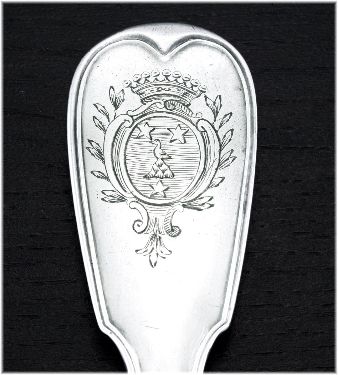 J L Allen : Rare 18th Century Solid Silver Sugar Sifter Spoon Paris 1779 - Coat Of Arms-photo-1