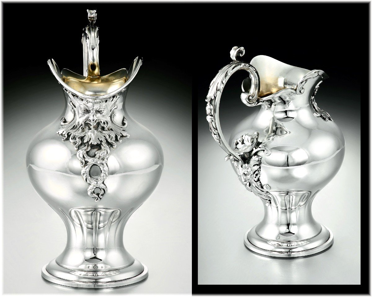 Cardeilhac : Large Sterling Silver & Vermeil Tea - Coffee Set With Mascarons / Fauns-photo-4