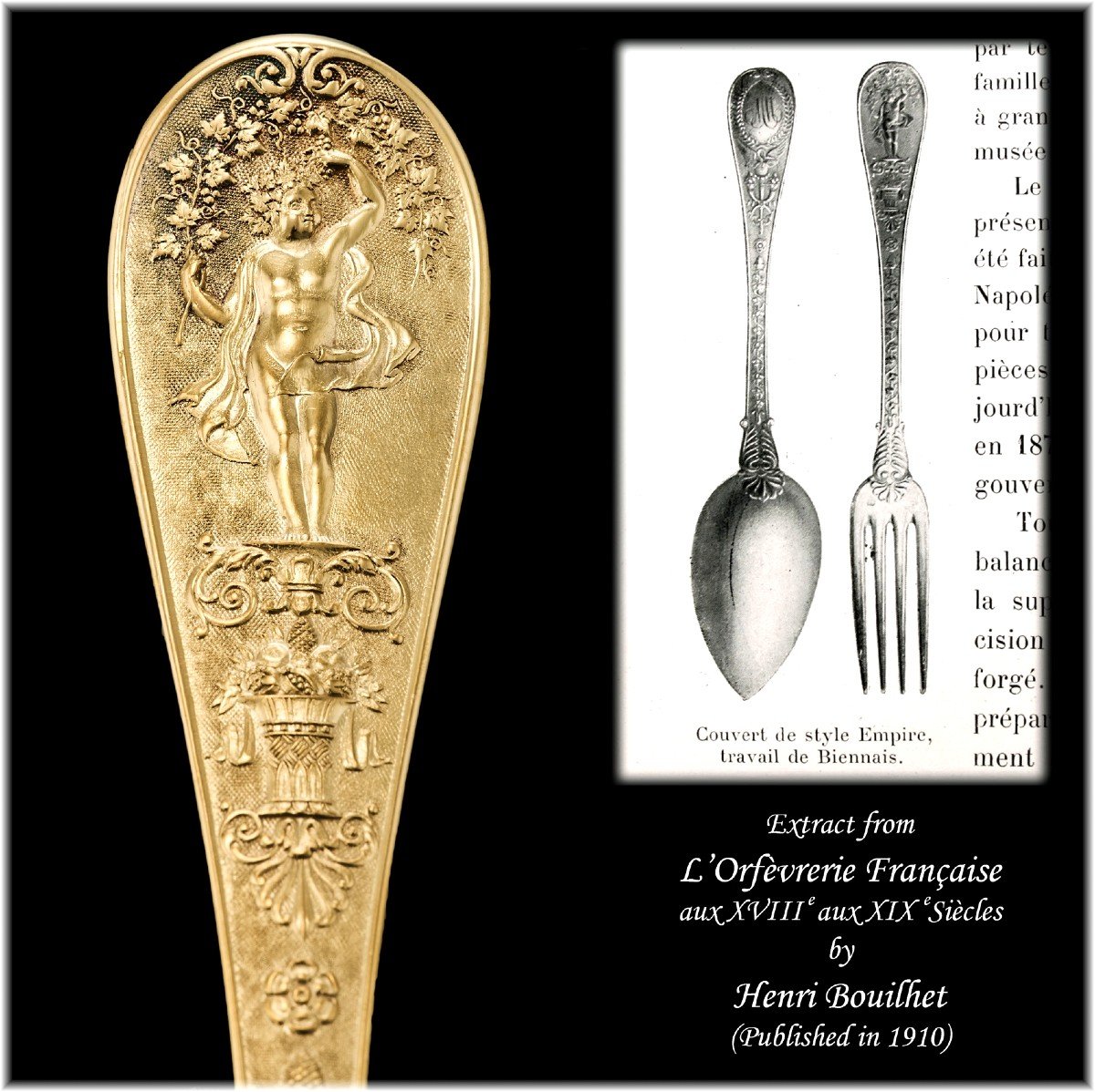 Souche Lapparra : Vermeil Sterling Silver Dessert Flatware Set, Josephine Pattern By Biennais-photo-2