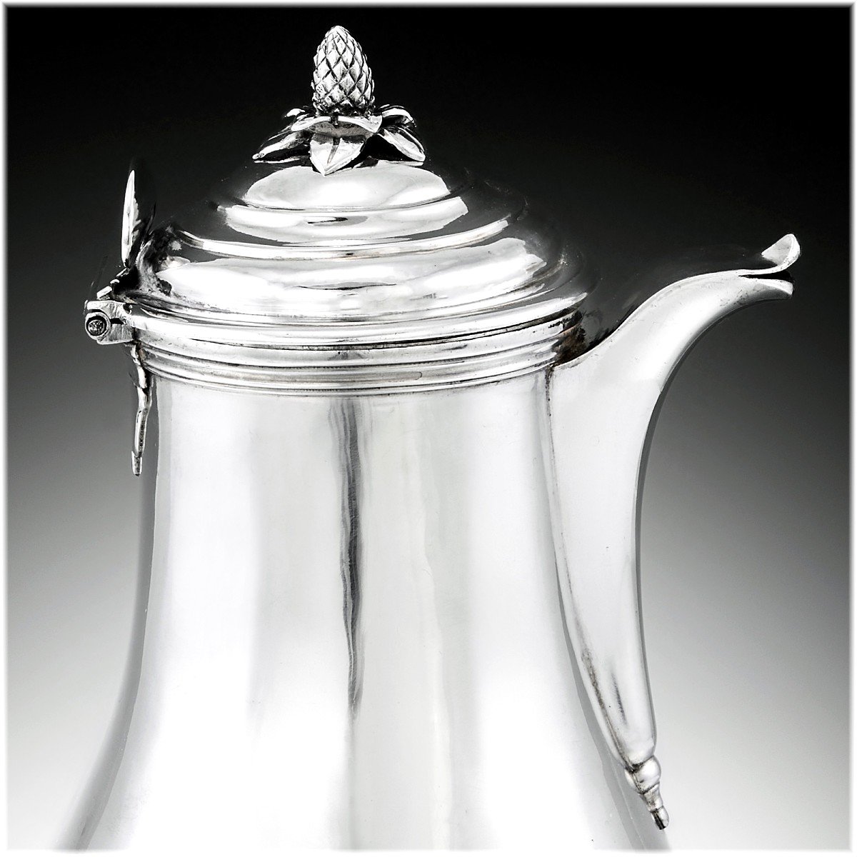 Vve Platel: Rare 18th Century French Solid Silver Coffee Pot With Coat Of Arms - Nancy 1782-86-photo-4