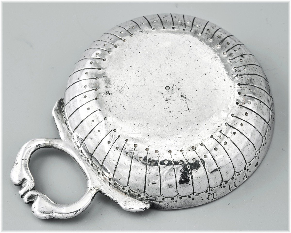 Le Gouel: Rare 18th Century Solid Silver Wine Taster - Champagne Chateau-thierry 1759-60-photo-3