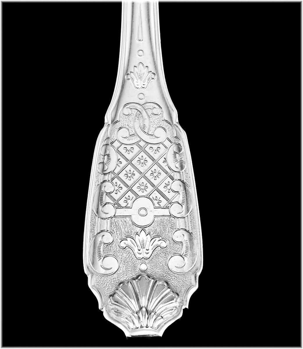 Cardeilhac Christofle: Sterling Silver Regency Style Flatware Set - Royal Cisele Pattern-photo-4