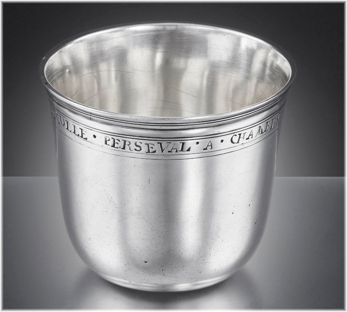 Jean BRISSOT : Rare Timbale Curon en Argent massif ép. Louis XV MEAUX 1750-68-photo-2