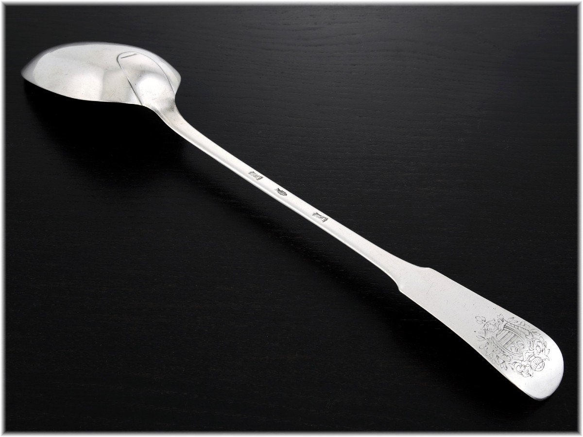 Boichard: Rare Louis XV Sterling Silver Stewing Spoon, Lons-le-saunier-photo-2