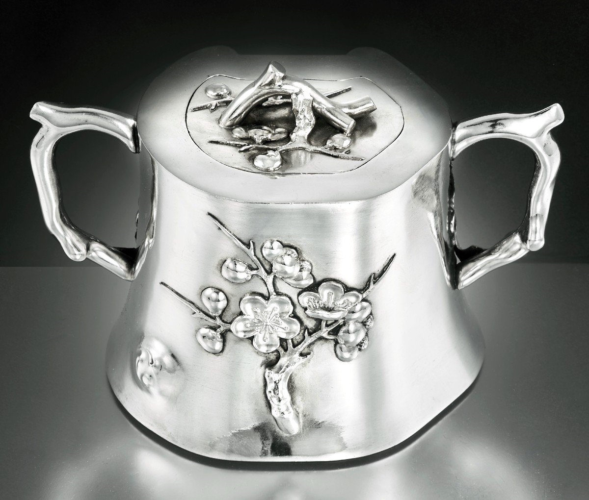 Sucrier en Argent massif Vermeil Chinois d'exportation c.1900 Chinese Export Silver-photo-1