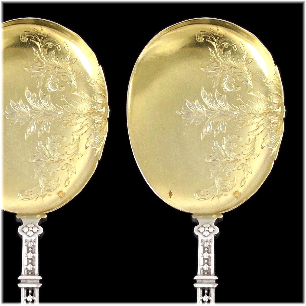 Puiforcat: Sterling Silver & Vermeil Ice Cream Service Renaissance Style, Mascarons-photo-4