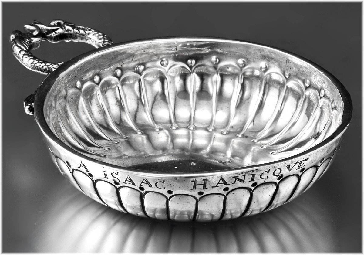 Vve Le Goix : Large 18th Century Wine Taster In Solid Silver - Champagne Reims 1748