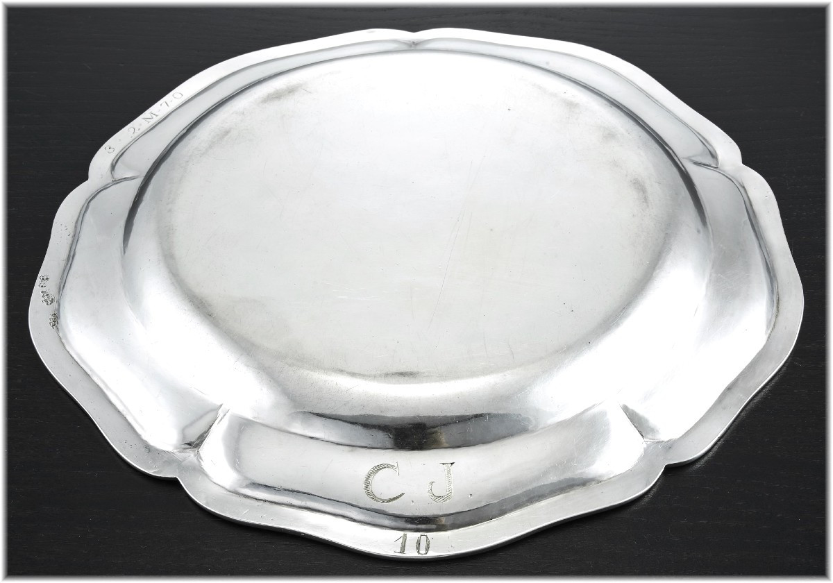 François-luc Bouvier: Rare Round Dish In Solid Silver, 18th Century, Trevoux 1751-70-photo-3