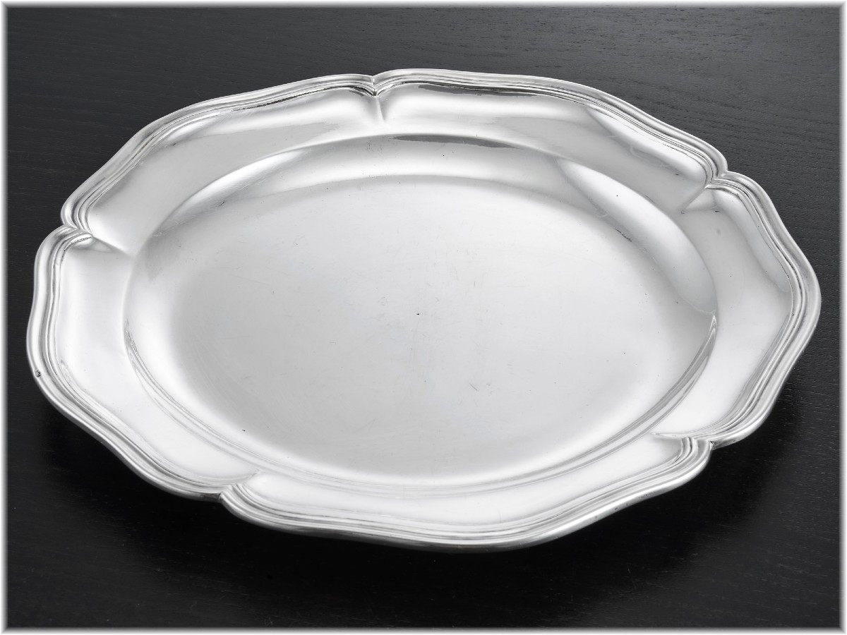 François-luc Bouvier: Rare Round Dish In Solid Silver, 18th Century, Trevoux 1751-70